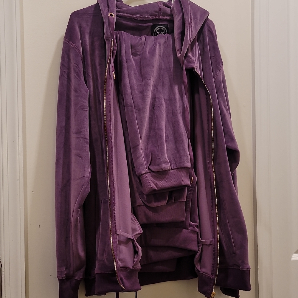 White Mark Velour Purple Zip-Up Sweat Suit (MACYS)